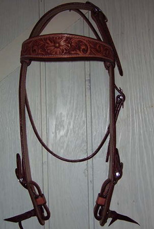 Floral Hand Carved Head Stall