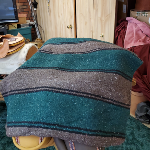 Cotton Blend Saddle Blanket Brown and Green