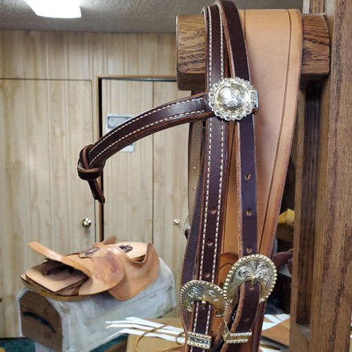 Custom California Knot Headstall with silver berry conchos